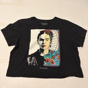 Frida Kahlo Graphic Print Tee Shirt By Isaac Morris 100% Cotton Cropped Size XL